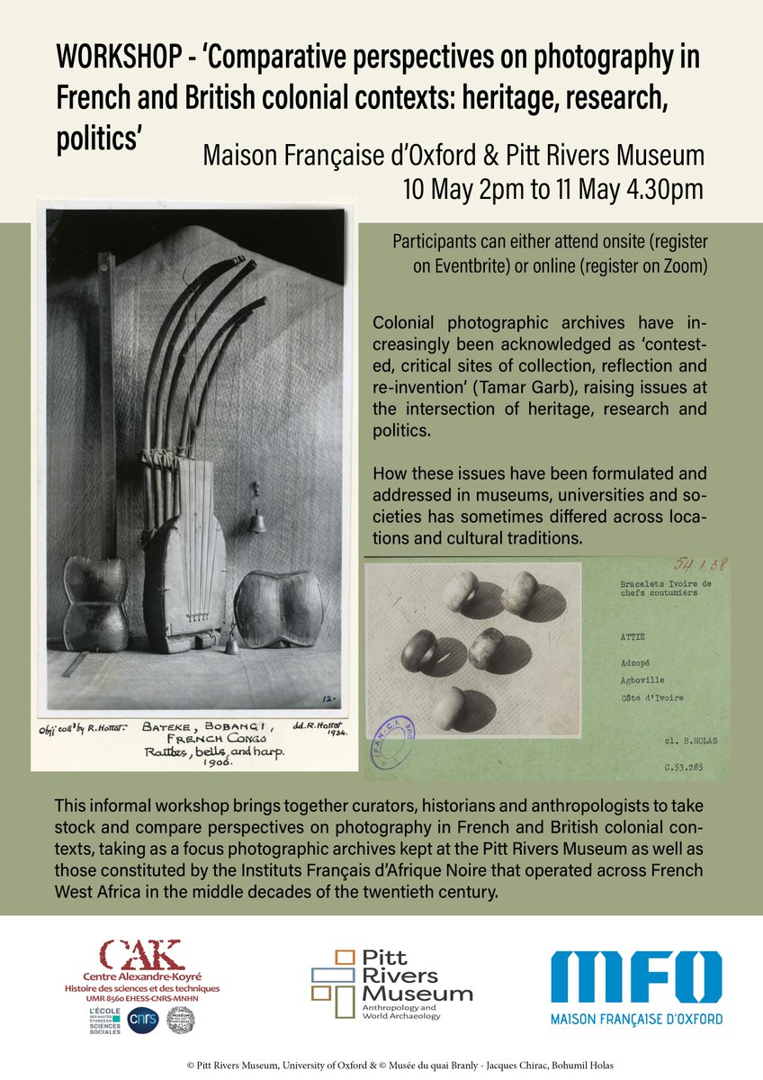 MFOxford's tweet photo. Join us for Charlotte Bigg and @Dr_ChristopherM's new workshop. Discover the full 2-day program here https://t.co/d7jwXgRa4A 
Supported by @Pitt_Rivers,  @CNRS, @CAK_UMR 
- Please register for onsite (https://t.co/WVRkhiX2o8) and for online (https://t.co/eN4P1jyEmS)
#photography https://t.co/izLgoUNpEU