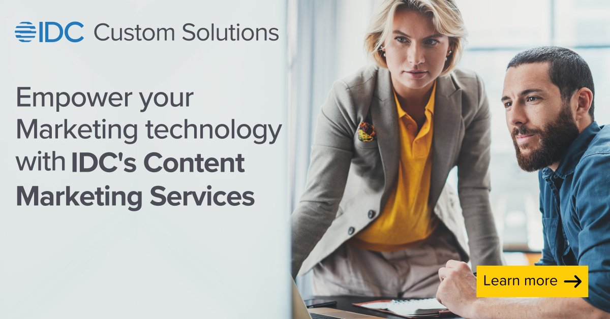 sheila_manek's tweet photo. Are you effectively engaging your audience and guiding prospects through the #buying cycle? Level up your #marketing #technology with @IDC's Content Marketing Services!

Connect to learn more: https://t.co/l5FSeabEiB

#IDCCustomSolutions #GTM #ContentMarketing #IDCConsulting https://t.co/5SSsgjWNoW