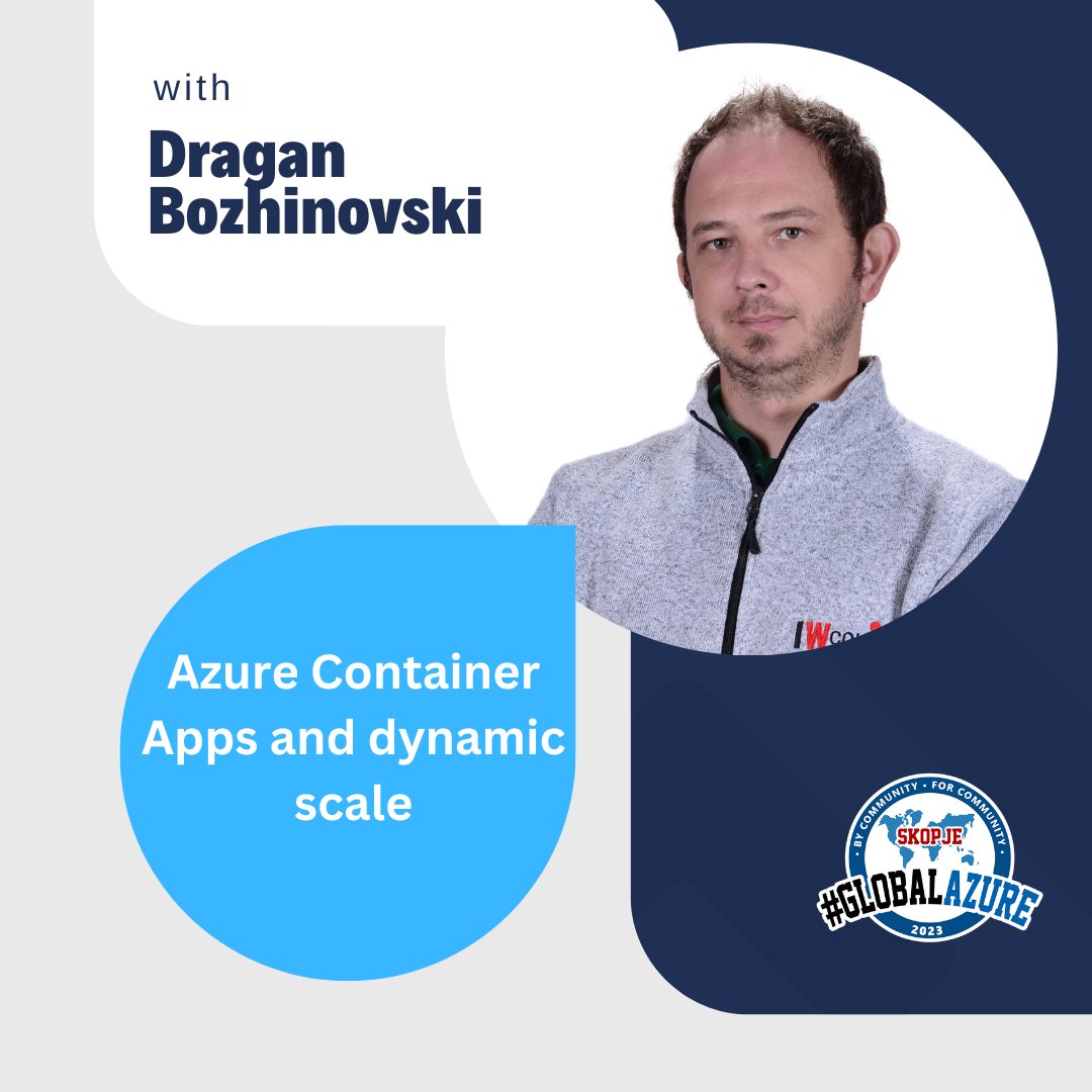 Запознајте ги предавачите на Global Azure 2023- Скопје.
Третиот предавач кој го претставуваме е Драган Божиновски,  Lead Технички консултант во ⋮IWConnect.
Резервирајте си место на настанот: bit.ly/41X2dQ8.