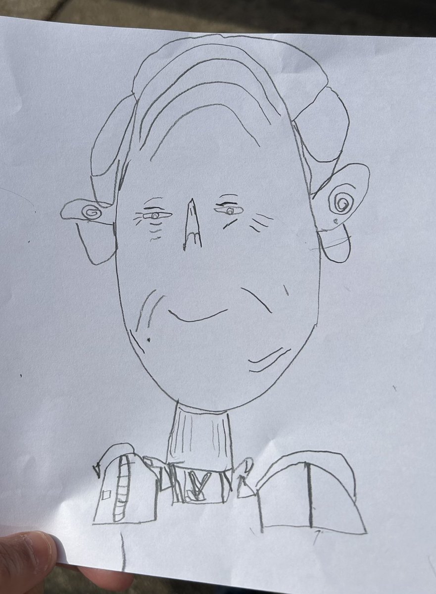 My 5 year old drew a picture of King Charles whilst she was at school yesterday and I have to say, I think she nailed it #KingCharles #Coronation