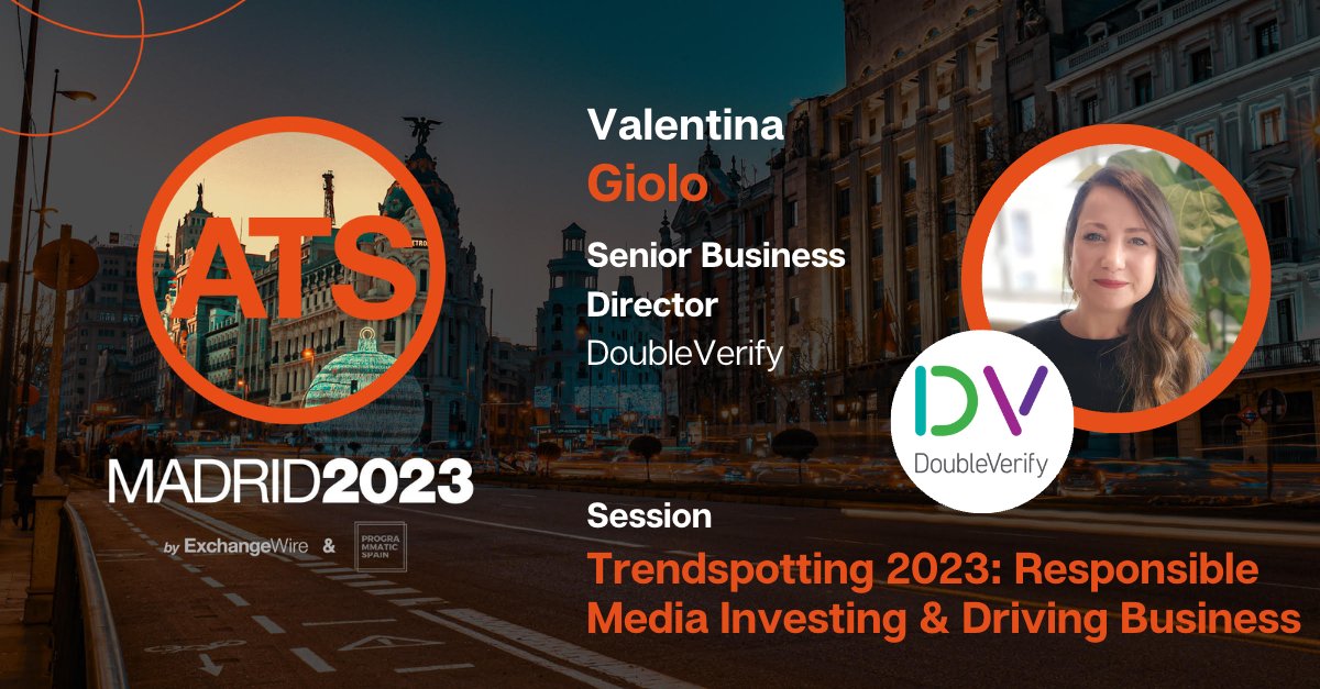 exchangewire's tweet photo. Valentina Giolo of @doubleverify will join us ATS Madrid to discuss the unique challenges marketers face in the amidst of ongoing political, cultural and economic disruption, and the steps required to grow your brand and business.
Don't miss it! https://t.co/qjutpcwv5y 
#ATSM23 https://t.co/sabsbGzto0