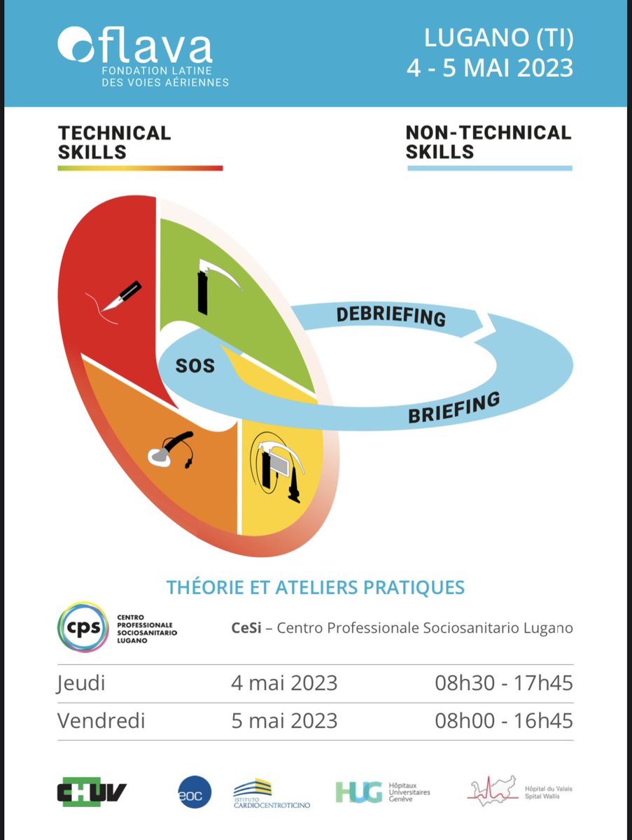 Present at #FLAVA2023 conference in Lugano. 2 days dedicated to airway management. High quality courses, numerous workshops. Technical and non-technical skills combined and inseparable in high quality guidelines. In my opinion, the best available.
