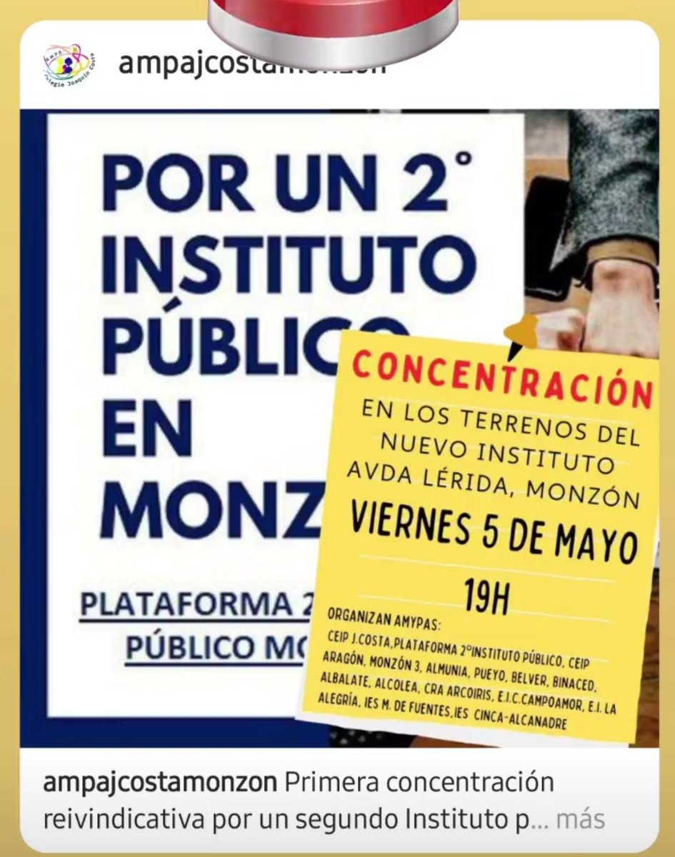 ChuntaMonzon's tweet photo. Allí estaremos, desde Chunta Aragonesista, dando todo nuestro apoyo.

#laeducacióneslaclave #monzonentusmanos https://t.co/2fkoSCKg2R