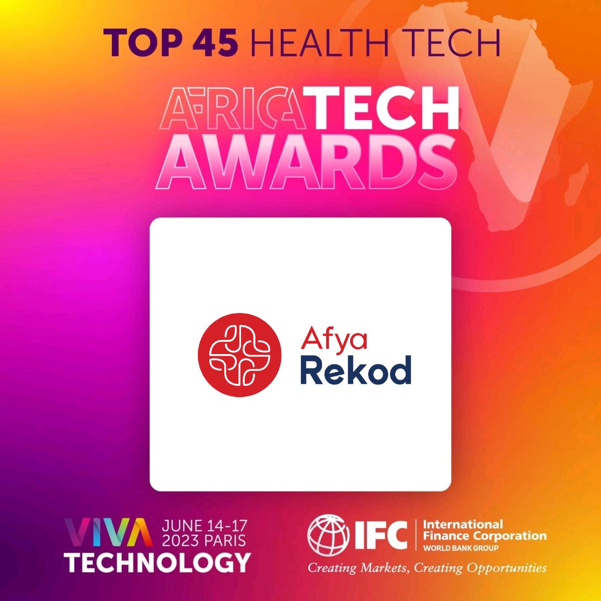 AfyaRekod's tweet photo. We interrupt regular programming to inform you that AfyaRekod has been shortlisted for the  Africa Tech Awards by VivaTechnology 

The AfricaTech Awards is a pan-African initiative recognizing companies driving innovation and development impact across the continent. https://t.co/Onv8RAQ4z2