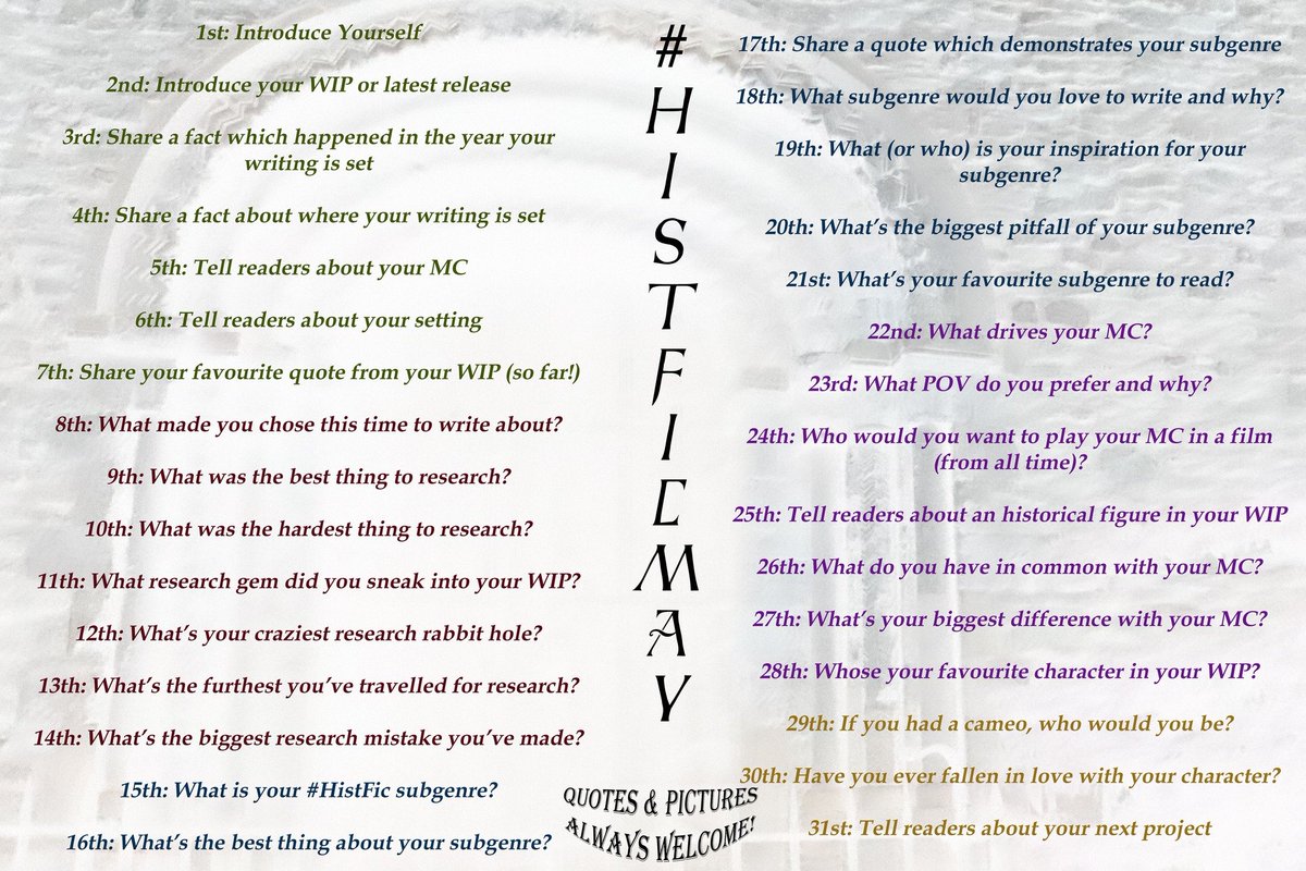 HistWriters's tweet photo. Its Day 4 of #HistficMay! 
Let's play a game!
Share something about where your story is set. 
Join in the fun and see if we can guess where our fellow writers books are set!
And don't 4get in our FB group today its #funfursday!
A chance to show of your skills
@HistWriters https://t.co/HXbCNKNc21