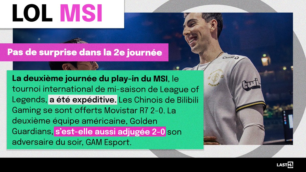 Last_HitOff's tweet photo. 📰 Vos news #esport du jeudi 4 mai 2023 👇
🚨: @G2esports joue sa qualification ce soir #MSI2023
⚜️ Le @PSGTUNDRA revient sur Rocket League
🇫🇷 @TeamVitality qualifié pour le #gamers8 #GamersWithoutBorders
⚽️Fin de la saison régulière de @eLigue1UberEats
Toutes les infos👇 https://t.co/ZkffVAdrTd