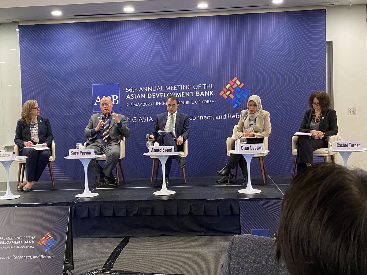 AineHearnsIRL's tweet photo. Interesting discussions with former UNSG Ban Ki Moon and panel on Transforming Multilateral Development Banks to Address the Climate Crisis. #ADBIncheon ⁦@dfatirl⁩ ⁦@Irish_Aid⁩ https://t.co/4Zt1MARXm6