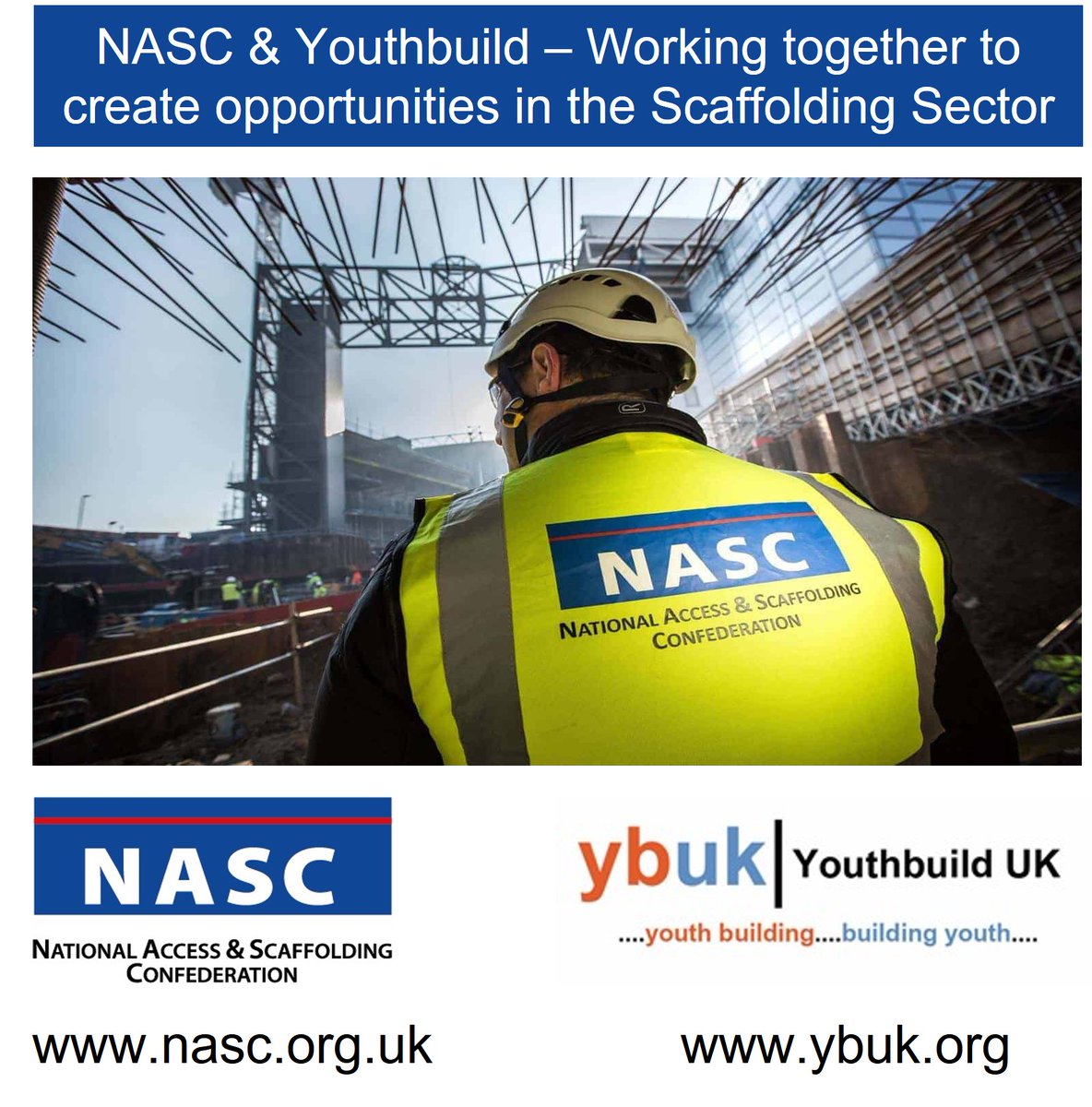 @youthbuild_uk is delighted to be sponsored again by @NASCscaffolding. We look forward to working together with them to create career life opportunities for new entrants to the scaffolding sector. #returningcitizens #scaffoldingasacareer #opportunitiesinconstruction