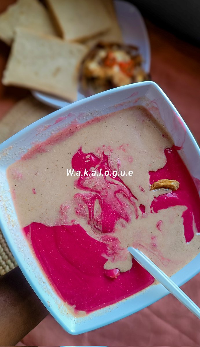 LOCALISING THE CONSUMPTION OF OUR LOCALLY GROWN PRODUCE. Here's our regular Pap (Ogi). Twisting this with our processed Beetroot flour and Banana Flakes. For milk, I used TIGERNUT milk from our processed Tigernut. #wakalogue #Diet