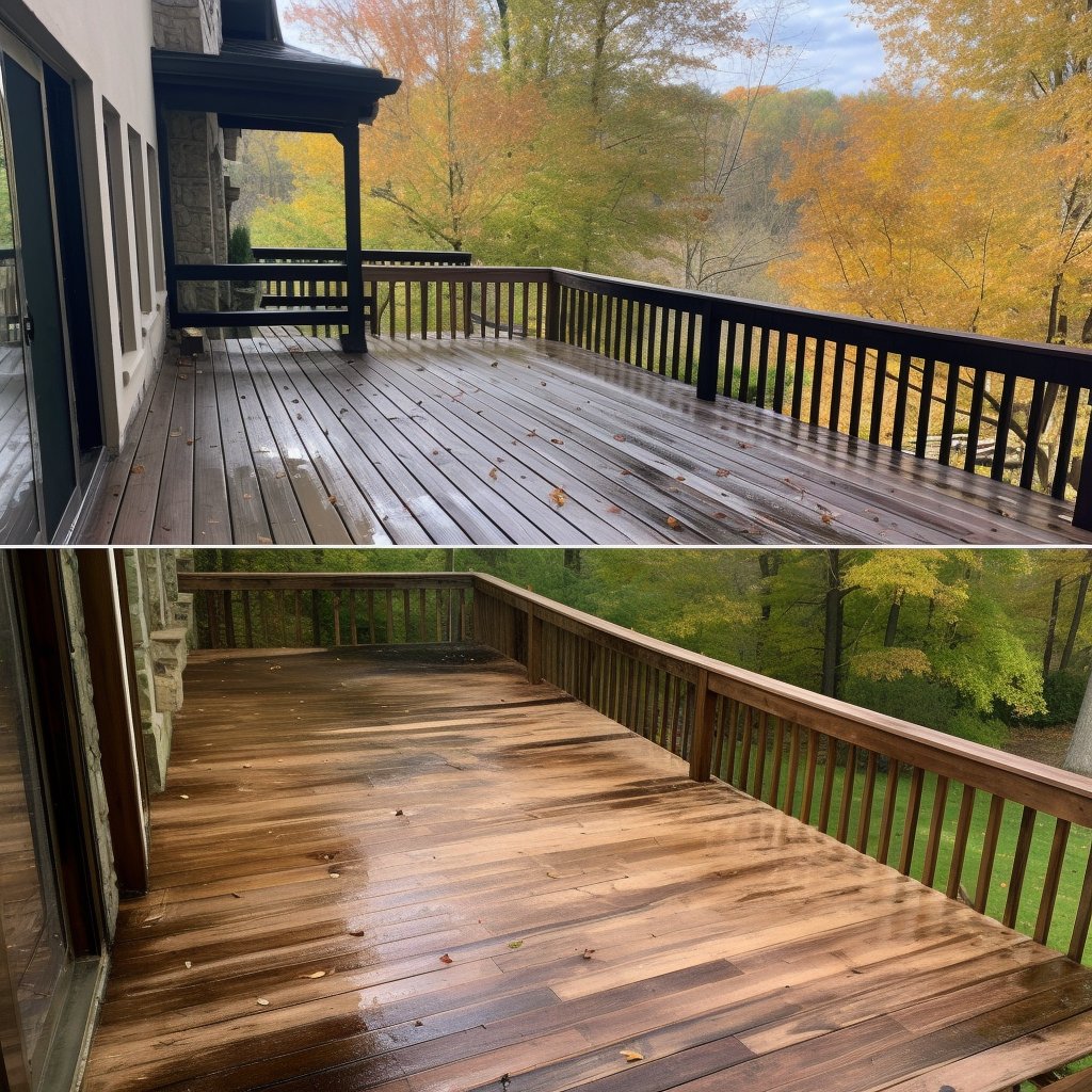 Revive your deck with our power washing services! Our team can blast away dirt and grime, leaving you with a gleaming deck. Check out our deck portfolio for proof of our amazing results. 💦🌞🌳 #powerwashing #deckrestoration