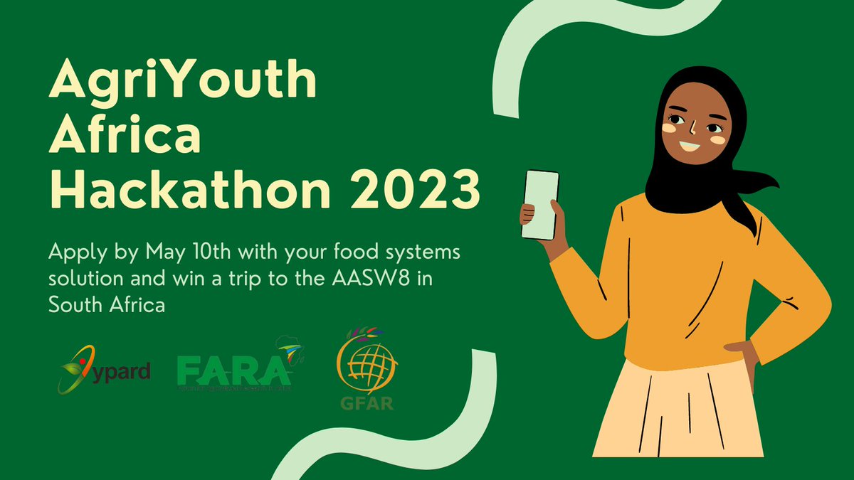 Looking for a way to take your #foodsystems project higher? Apply by May 10th to the AgriYouth Africa Hackathon to showcase your work & win a trip to the #AASW8. Benefit from learning sessions & powerful networking. Co-organized w/ @FARAinfo & @GFARforum bit.ly/africahackathon