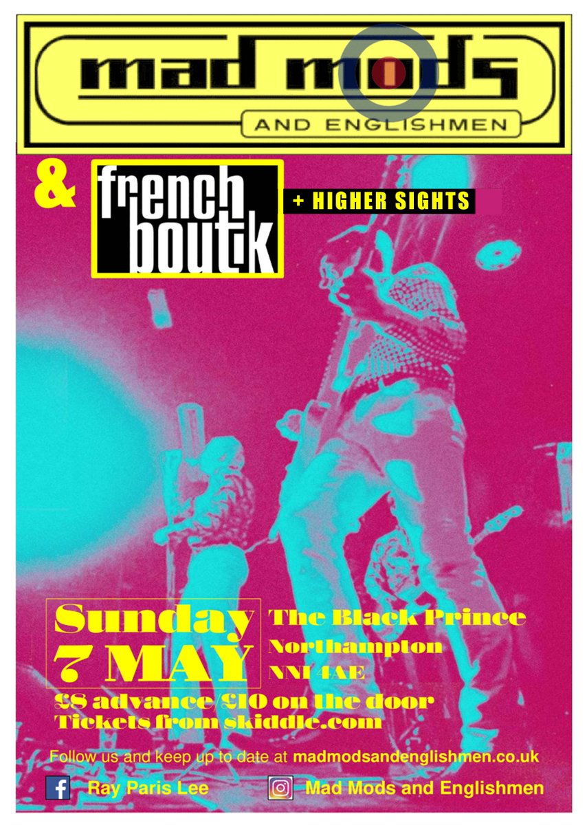 Bank holiday Sun at @blackprincenn Mod and indie vibes from @MadMods1 + @FrenchBoutik + @HigherSightsUK Tix: skiddle.com/e/36318139 #PleaseRT @NNwhatson @NrthmptonEvents @LoveNorthampton @NorthantshourUk @NorthamptonUK @NorthantsLife @northamptonlove @northamptonmags