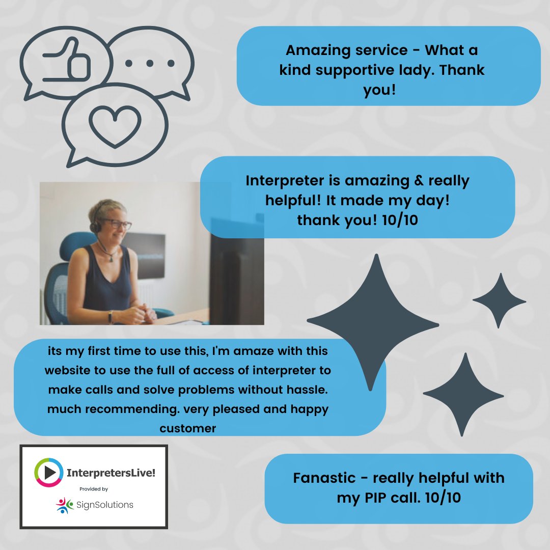 signsolutionsuk's tweet image. ✨Our Interpreters work hard to ensure Deaf BSL users have the best possible calls via VRS &amp;amp; VRI as well as face to face, we value our qualified Interpreters everyday - thank you! Register with us for interpreter jobs- link in bio 👏 #InterpreterAppreciation #BSL #Translators