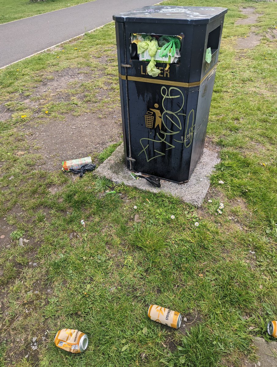 8624evans's tweet photo. @CarmsCouncil - the bins by the pond at the end of SA15 3HA are overflowing again. Who do we contact for them to be emptied please? https://t.co/yrs9C5Q3YZ