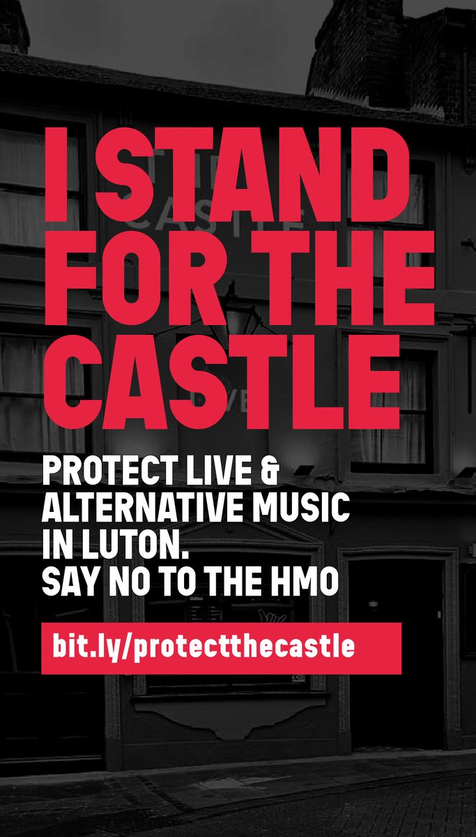 Support the local scene!
Dont screw over the Castle in Luton with this ridiculous proposal.

bit.ly/protectthecast…

#SayNoToTheHMO
<a href="/lutoncouncil/">Luton Council</a> 
<a href="/VBAHrecords/">Vandalism Begins At Home</a> 
<a href="/TheCastleLive/">Castle Live</a> 
<a href="/Castlefest_uk/">CASTLEFEST</a>