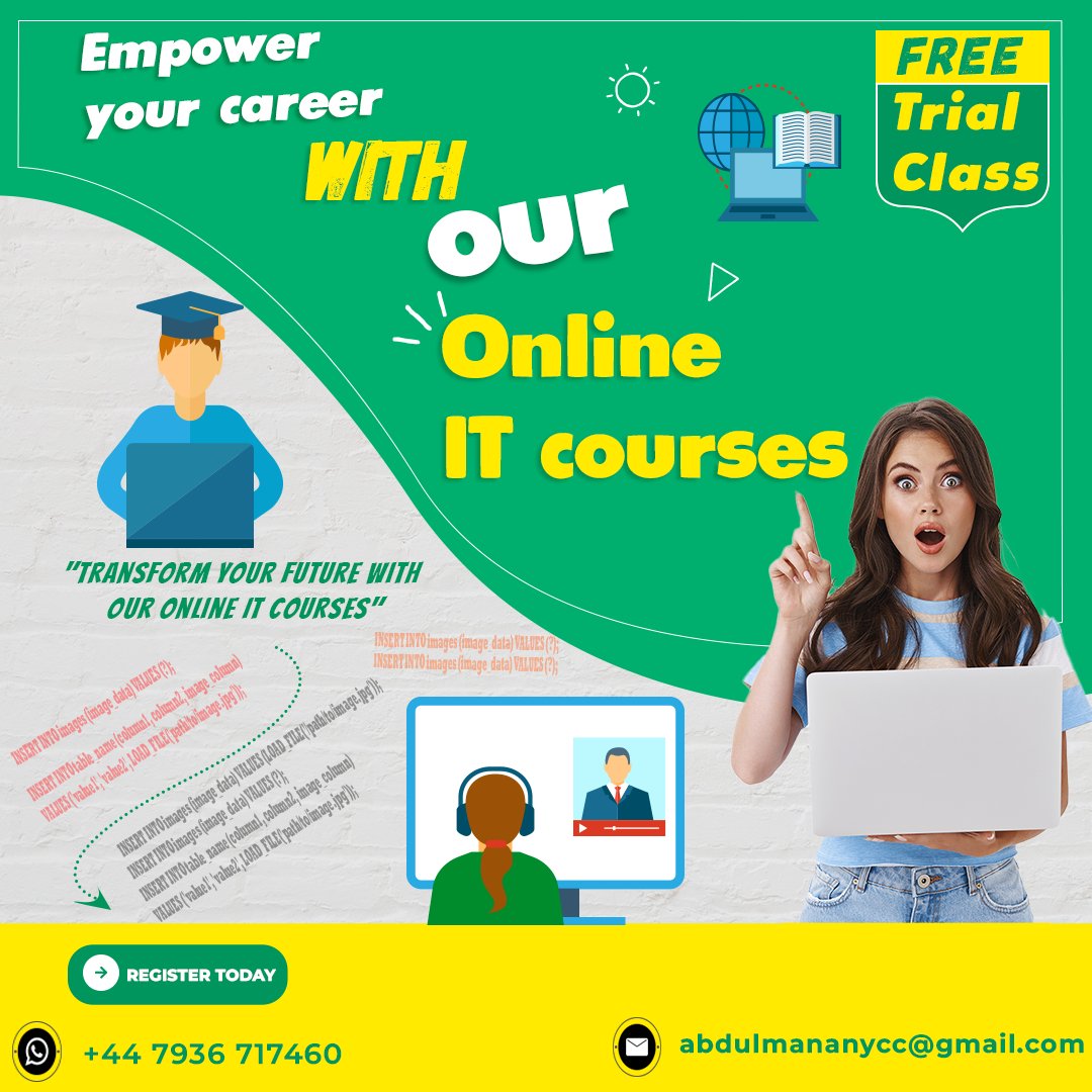 YConlinetuition's tweet image. Unlock your potential in the exciting field of  Information Technology  and analytics with our expert-led course😎

******Follow our page Online Tuition*****

#ITtraining #programming101 #webdevelopment #datascience #analytics #codingbootcamp #learntocode #datavisualization