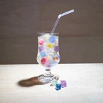 【カフェ】蛍石のソーダポンチatウサギノネドコ。九龍球が入った球体ゼリー