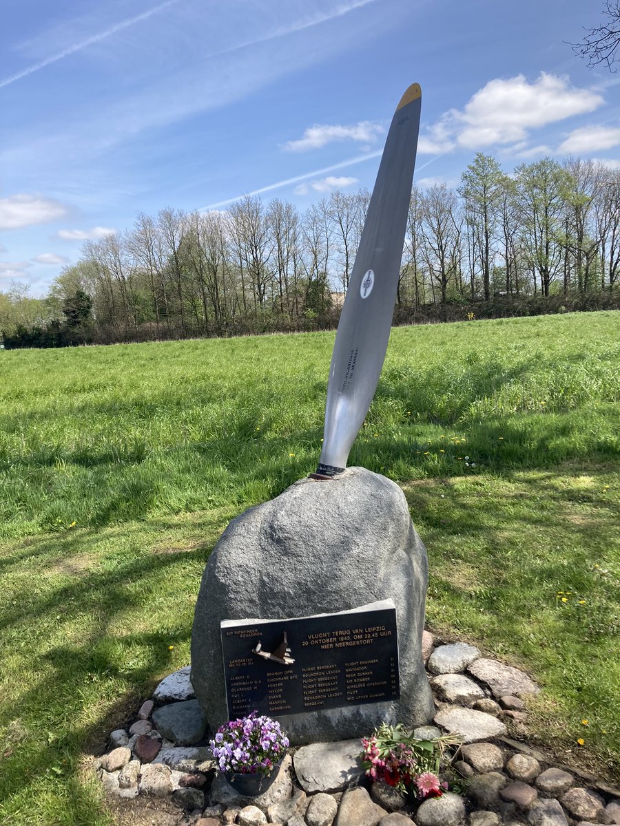 douglasibell's tweet photo. Yesterday my wife and I cycled from Assen to Camp Westerbork in the northern Netherlands. This was a transit camp for Jews and other Nazi victims who were sent from the Netherlands to Nazi death camps. Along the path, we came across a monument to a downed British Lancaster. https://t.co/5NNJAoQpeK