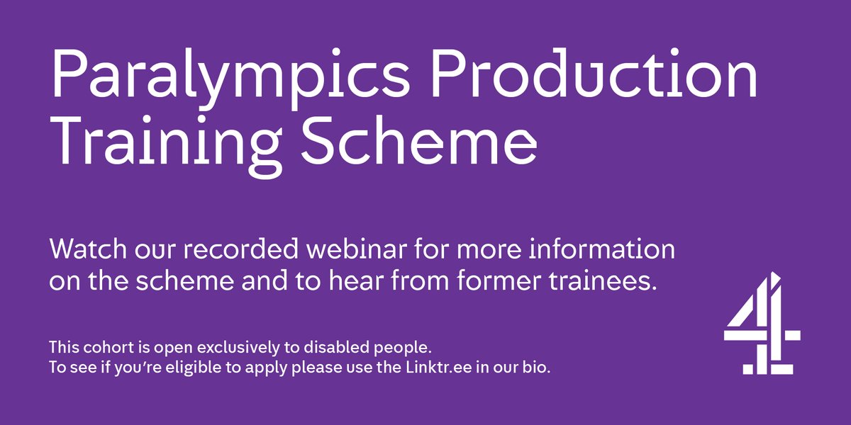 Interested in the Paralympics Production Training Scheme but not sure where to start on your application? Watch our webinar! 

Former trainees go into detail about the role of a Researcher and Production Coordinator and provide advice on how to make your application stand out✨