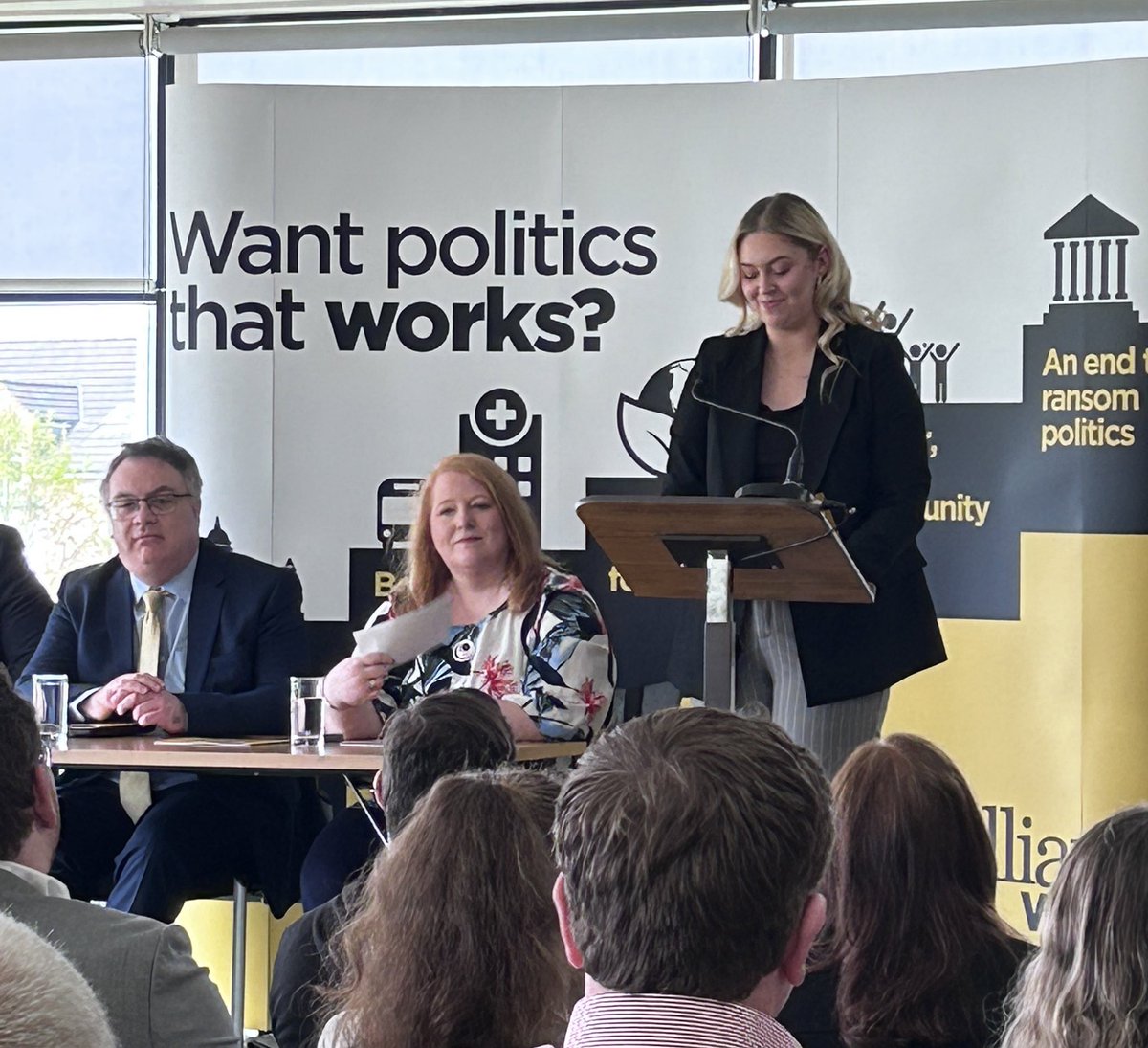 “We thrive when the lived experiences of different people are represented where decisions are made. The participation of women and young people in political life is vital to ensure that democracy serves people effectively.”

- <a href="/MairsAmy/">Cllr Amy Mairs</a> at APNI #LE23 manifesto launch.