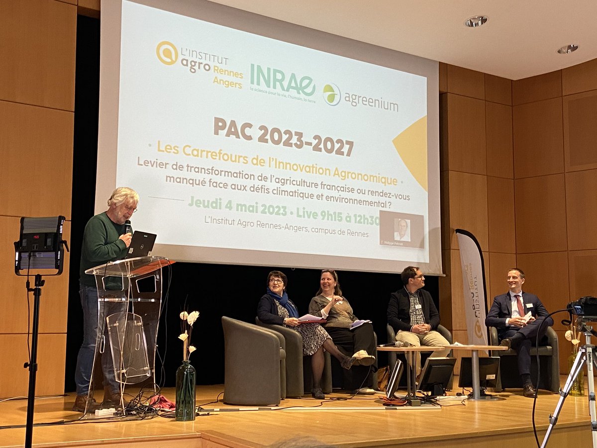 Agreenium's tweet photo. [CIAG] Démarrage en cours de la journée du CIAG sur la « PAC 2023-2027 » à @InstitutAgroRA 

Table ronde en live sur l’ambition climatique européenne, la PAC et le futur de l’agriculture française https://t.co/z2bFmYO8p5