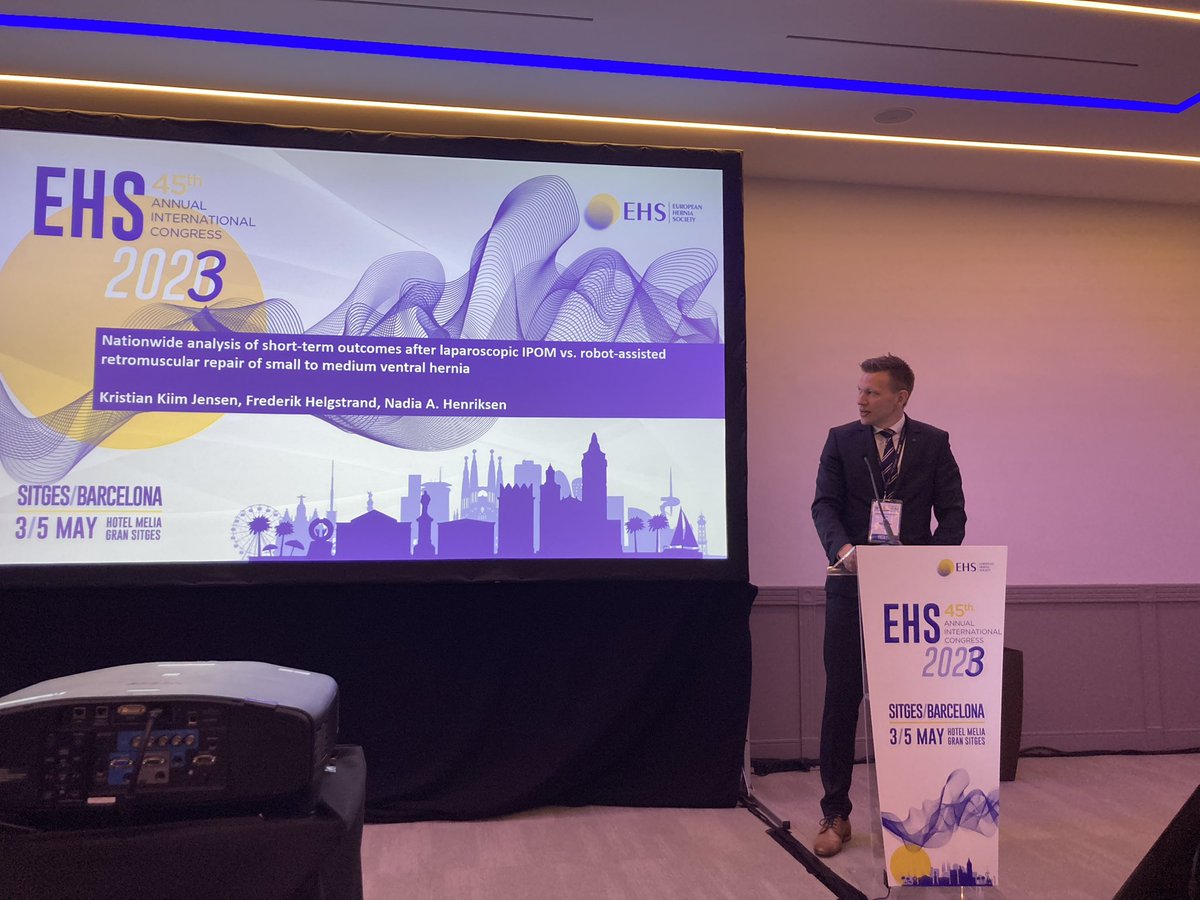 Danish Hernia (@danishhernia) on Twitter photo <a href="/HerniaResearch/">Kristian K Jensen MD PhD DMSc</a> presenting newest data from <a href="/DanishHernia/">Danish Hernia</a>.
Robot-assisted hernia repair is associated with shorter length of stay and fewer readmissions than lap IPOM. #EHS2023Barcelona <a href="/HerniaResearch/">Kristian K Jensen MD PhD DMSc</a> presenting newest data from <a href="/DanishHernia/">Danish Hernia</a>.
Robot-assisted hernia repair is associated with shorter length of stay and fewer readmissions than lap IPOM. #EHS2023Barcelona