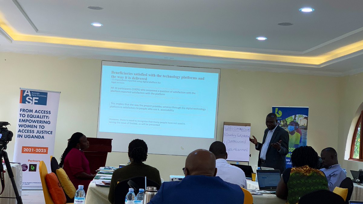 barefootlaw_org's tweet photo. We are pleased to learn that on average, there is a 92% satisfaction rate from the respondents who have used #FATEProjectUG services to access justice.
Also reported is the need to improve barriers to access for women such as internet connectivity, male dominance,  among others. https://t.co/zudEdl4KE0