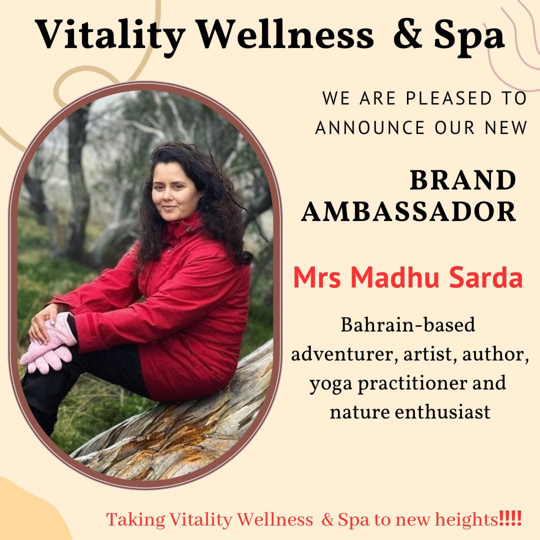 SardaMadhu's tweet photo. Brand Ambassador
Vitality Wellness & Spa
Shared Vision of Quality and Excellence.
So I am super excited for everyone to try it atleast once.
40% off for new visit this month. Read details. ๐
#madhusarda #spa #mountaineer #artist #bahrain #vitalityspa #bahrainspa #beauty https://t.co/5v4zAaWYVv