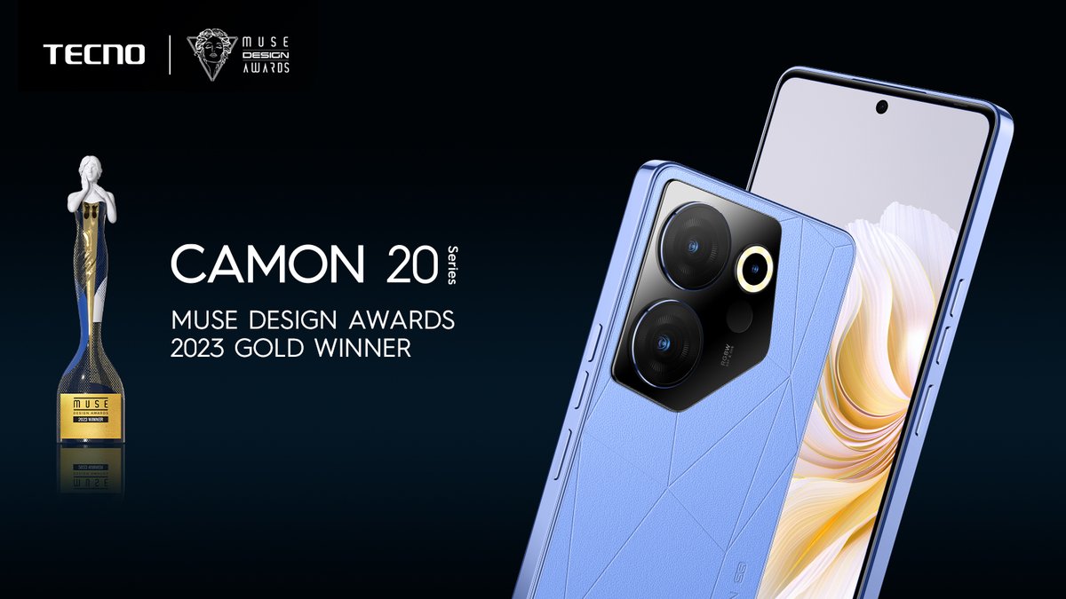 Exciting news! We are honored to announce that TECNO's upcoming CAMON 20 Series picks up the prestigious MUSE Design Awards 2023 as a gold winner. 👏👏👏 

#TECNO #StopAtNothing #CAMON20Series #MuseDesignAwards