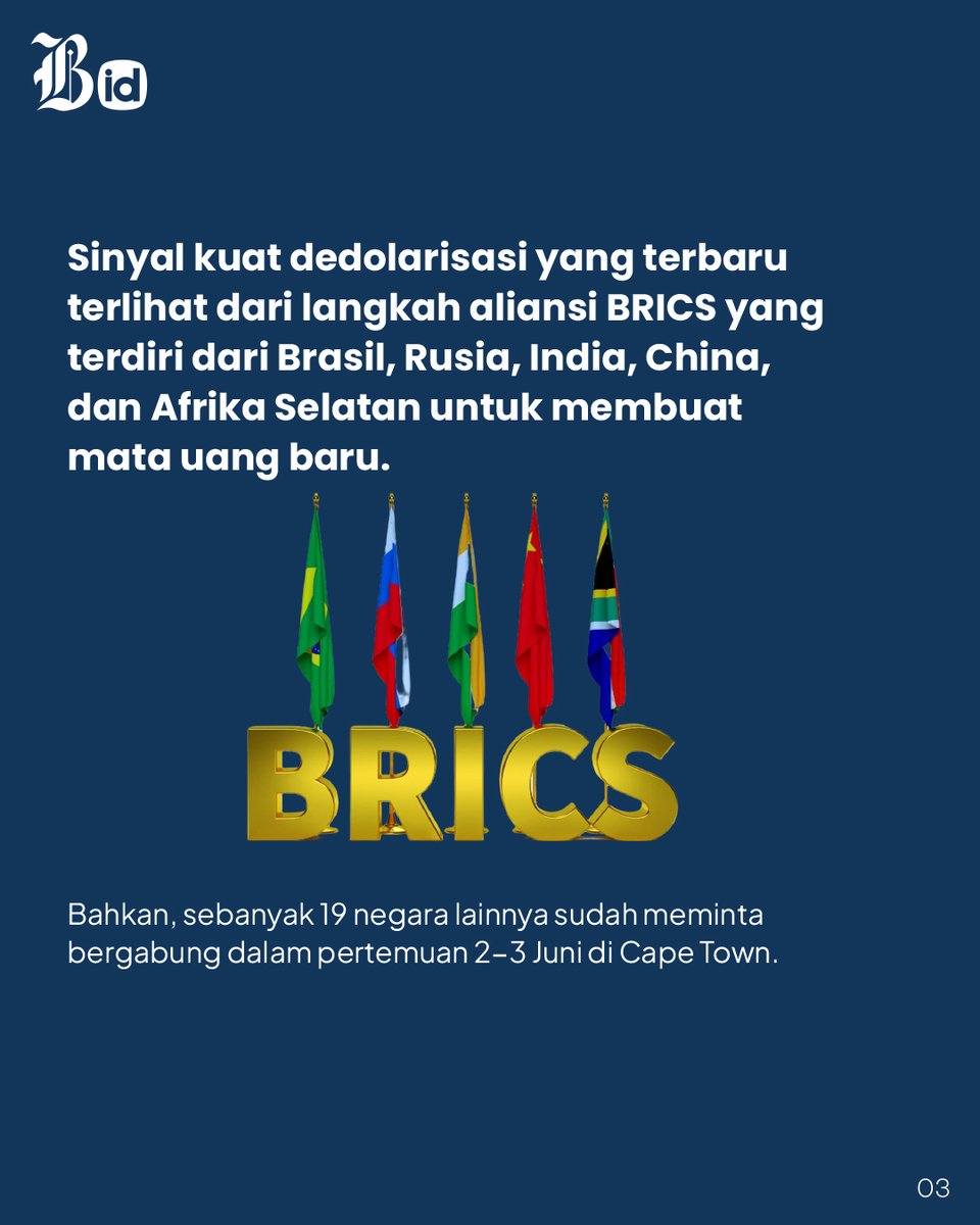 bisnis_premium's tweet photo. Sejumlah negara menunjukkan sinyal tidak ingin lagi bergantung pada dolar AS?
~Sebuah Utas~
#Dollar #dolar #bricseconomy https://t.co/Pbnh4yZW0t