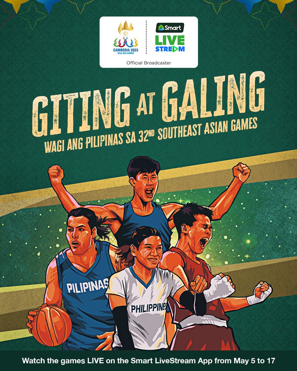 LiveSmart's tweet photo. It is time to cheer on our athletes as they power up for gold in the 32nd Southeast Asian Games! 🇵🇭

Catch the games LIVE on the Smart LiveStream App from May 5 to 17, 2023.

Download the app now: https://t.co/O1ZkWKUku8

#SEAGamesonSmart https://t.co/YYAbyanB0h