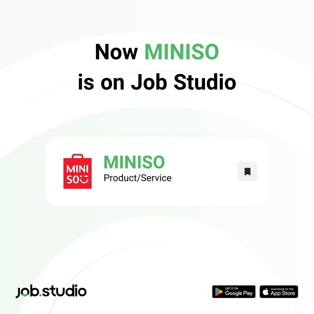 jobstudioapp's tweet photo. #MINISO is now on #Jobstudio
If you are an entrepreneur and want to register your #company in Job Studio, You can fill out this link :
https://t.co/mxkZABvrHl
Click here to register as a #freelancer and look for work in Jobstudio
https://t.co/jOSaTKJ0Rd https://t.co/XPXXZ0wiQe
