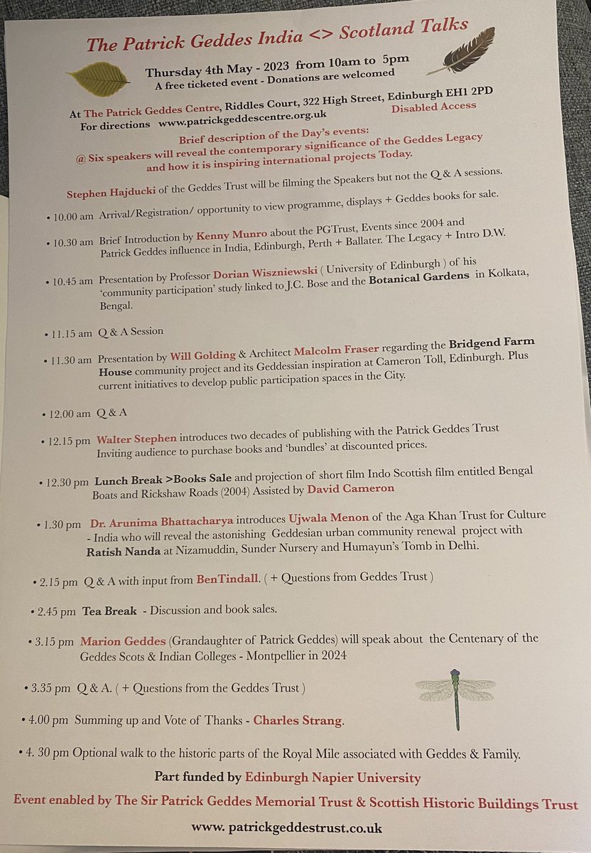 arunima1108's tweet photo. The Patrick Geddes India <>Scotland talks have begun at the @GeddesCentre Edinburgh. It is a day long event with talks on community driven urban conservation projects in Edinburgh and India. Event schedule in thread 👇🏽 Thanks to @EdinburghNapier for partially funding this! https://t.co/celJOoEMgi