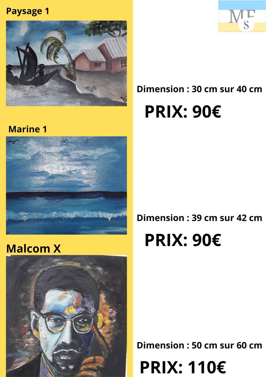🥰Vente de tableaux🎨

👉Livraison gratuite🇲🇱 (le grand conakry 🇬🇳)

👉Nous contacter: 626 66 24 97 ☎️ +224 664 59 19 70 WhatsApp 

👀Adresse: hafia minière centre, commune: de Dixinn (près du Marché Concasseur)

#MoFoungurouGaleriedArt