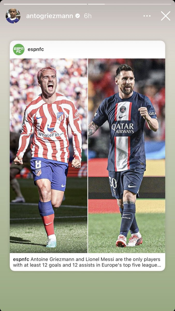 _nameless_man__'s tweet photo. Antoine Griezmann is having one of his best seasons in his career and it still can't lace Messi boots 

Lionel Messi is being called a flop for having better numbers

Messi set the bar so high for himself https://t.co/QLVpU0RdLX