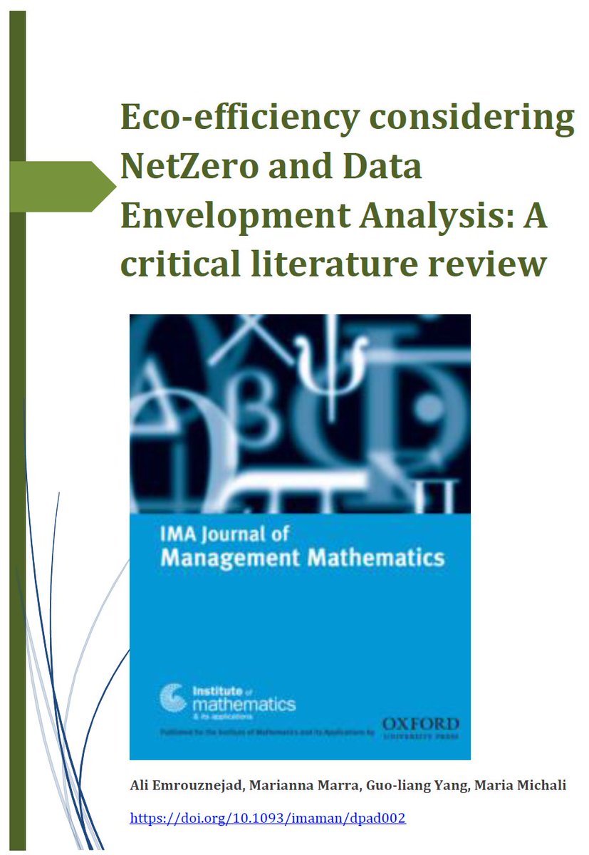emrouznejad's tweet image. lnkd.in/eCYSxpn4

Emrouznejad, A., M. Marra, G. L. Yang, M. Michali (2023) Eco-efficiency considering NetZero and Data Envelopment Analysis: A critical literature review, IMA Journal of Management Mathematics, 

Free Download: lnkd.in/e6_jAzFZ