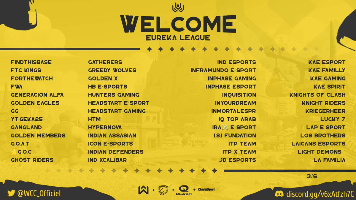 We are pleased to present the teams selected for Eureka L. 

300 teams in Full th15

Thanks you for your trust
We would also like to thank our sponsors : 
Qlash, Clashspot, WBB, Supercell, as well as the few anonymous donators who without them, the gains would not be as important