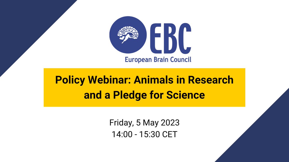 Tomorrow!
Join @EU_Brain's policy webinar 'Animals in Research and a Pledge for Science' with @FENSorg, @IBROorg and ECNP. Experts will discuss research policy in the EU and its impact on the brain community.
ow.ly/8QN450O0qcy