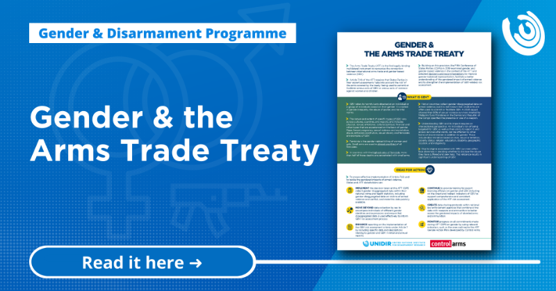 UNIDIR's tweet photo. 📜 The #ArmsTradeTreaty is the first legally-binding multilateral instrument to recognise the connection between the international arms trade and gender-based violence (#GBV).

🧐 But how can we ensure its effective implementation?

❗️Check out our factsheet to learn more 👇 #ATT
