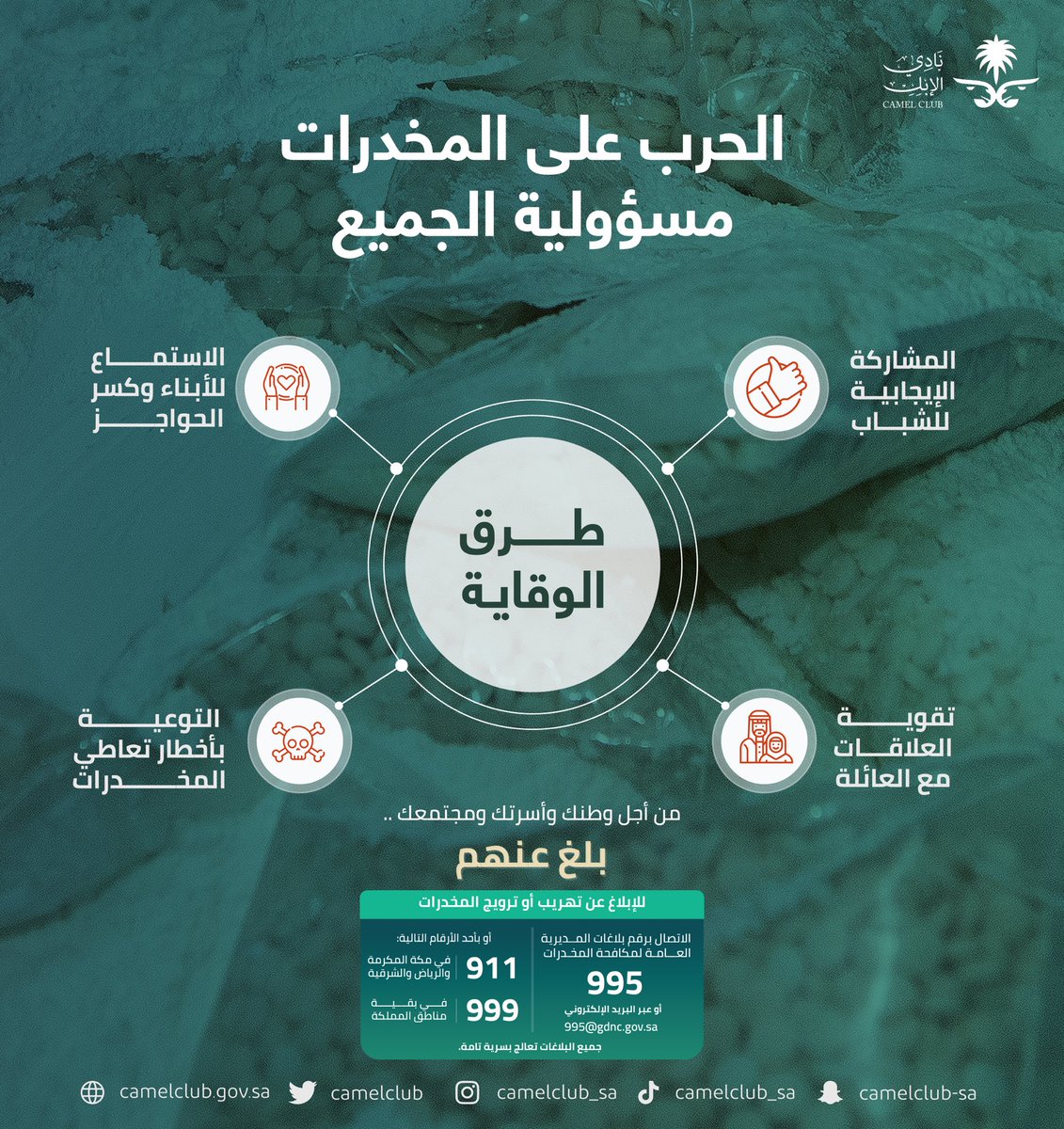 CamelClub's tweet photo. المخدرات .. دمار وهلاك!

#نادي_الإبل | #الحرب_على_المخدرات https://t.co/pcjBLVoHO7