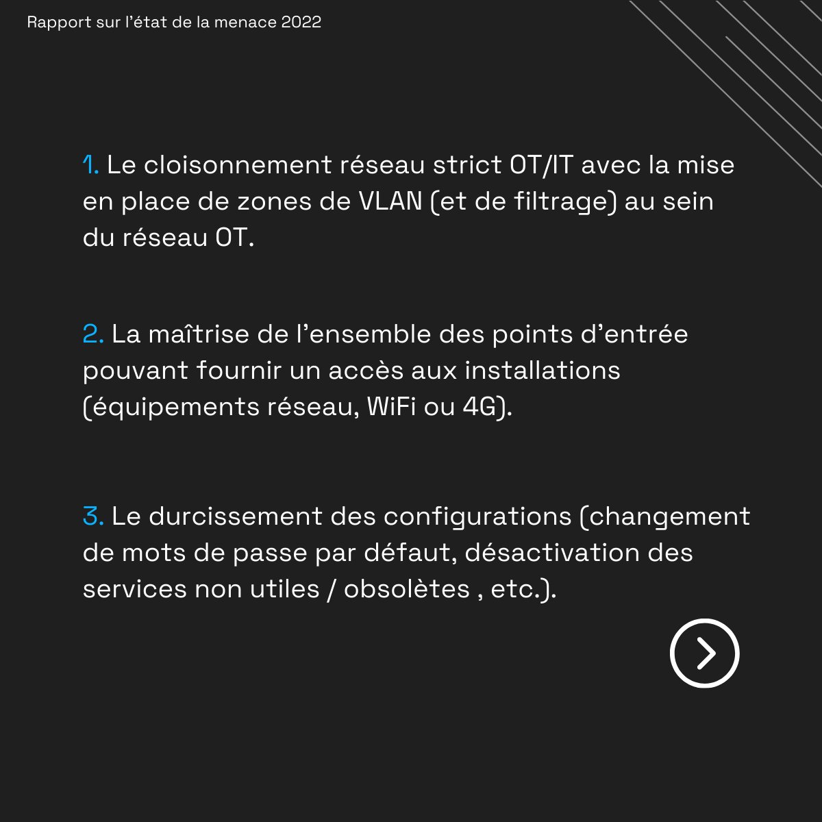 advens's tweet photo. 600. 

C’est le nombre de jours d’audits en environnement #industriel réalisés par nos équipes en 2022. Ci-dessous, 3 actions pour limiter le risque d’#intrusion sur les environnements industriels. 

Téléchargez le rapport complet sur la #menace  → https://t.co/4zXku7rpVY 
#CERT https://t.co/FNDT1JMZj6