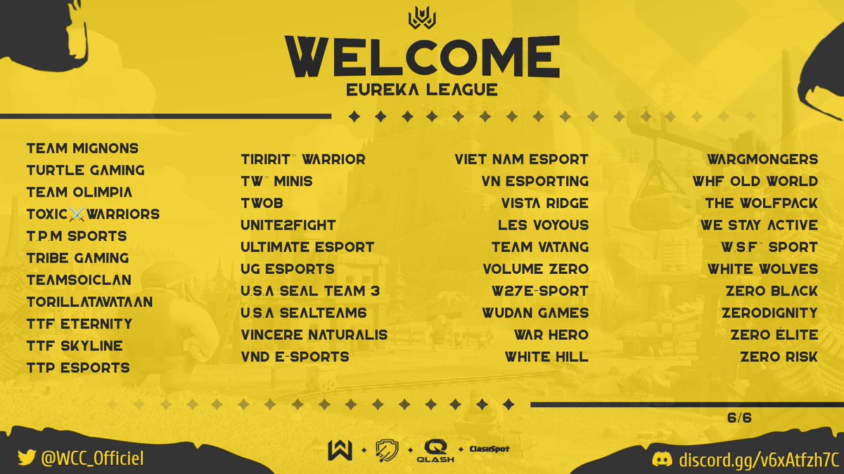 We are pleased to present the teams selected for Eureka L. 

300 teams in Full th15

Thanks you for your trust
We would also like to thank our sponsors : 
Qlash, Clashspot, WBB, Supercell, as well as the few anonymous donators who without them, the gains would not be as important
