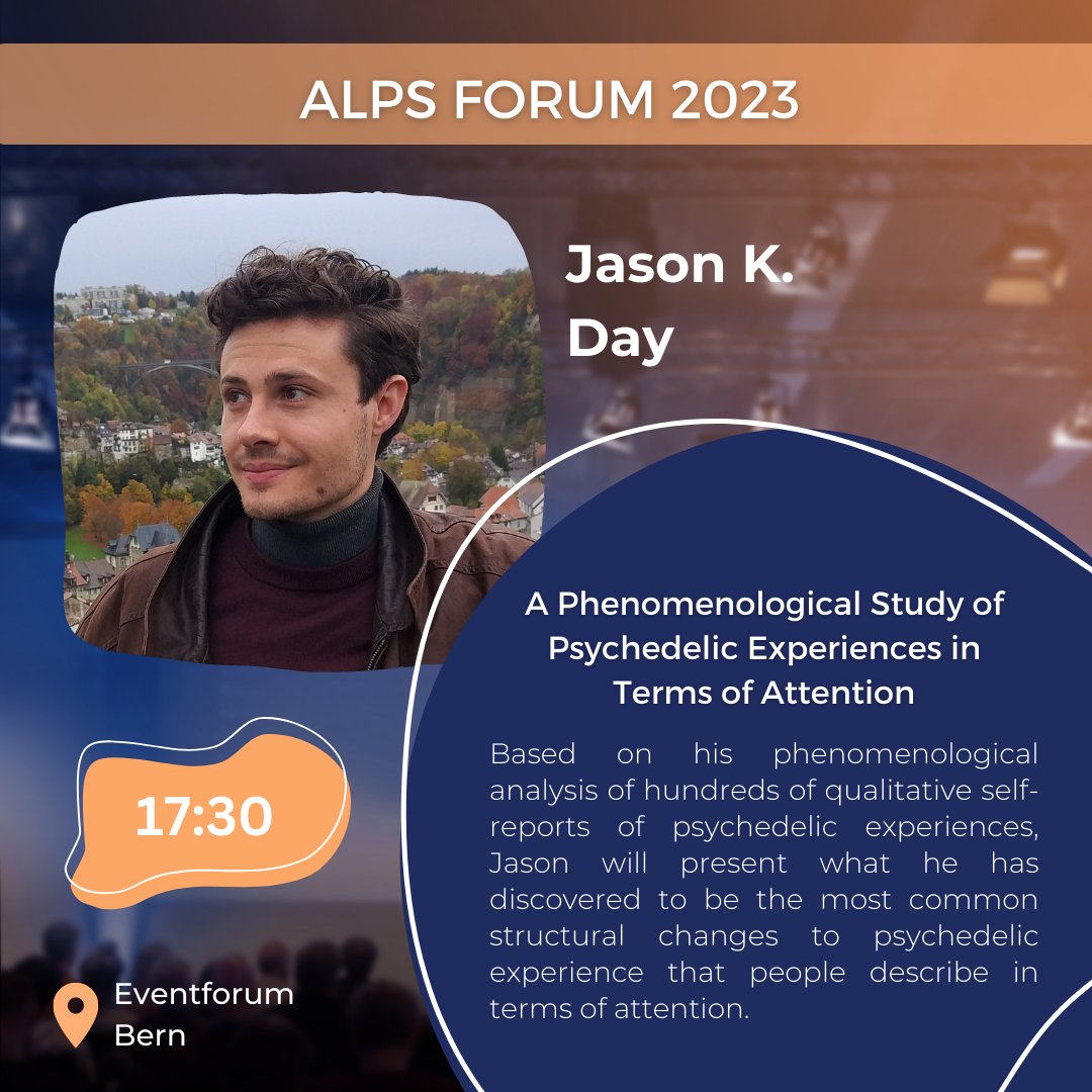 ALPSfoundation's tweet photo. 🌀 ALPS Forum Speaker announcement! 🥳 Jason K. Day will talk about Psychedelic Attention.

🎫Would you like to experience Jason's talk live at the ALPS Forum 2023? Get your ticket now: https://t.co/cjX5erHYBb

#alpsforum #psychedelicresearch #psychology https://t.co/GOEYoj11py