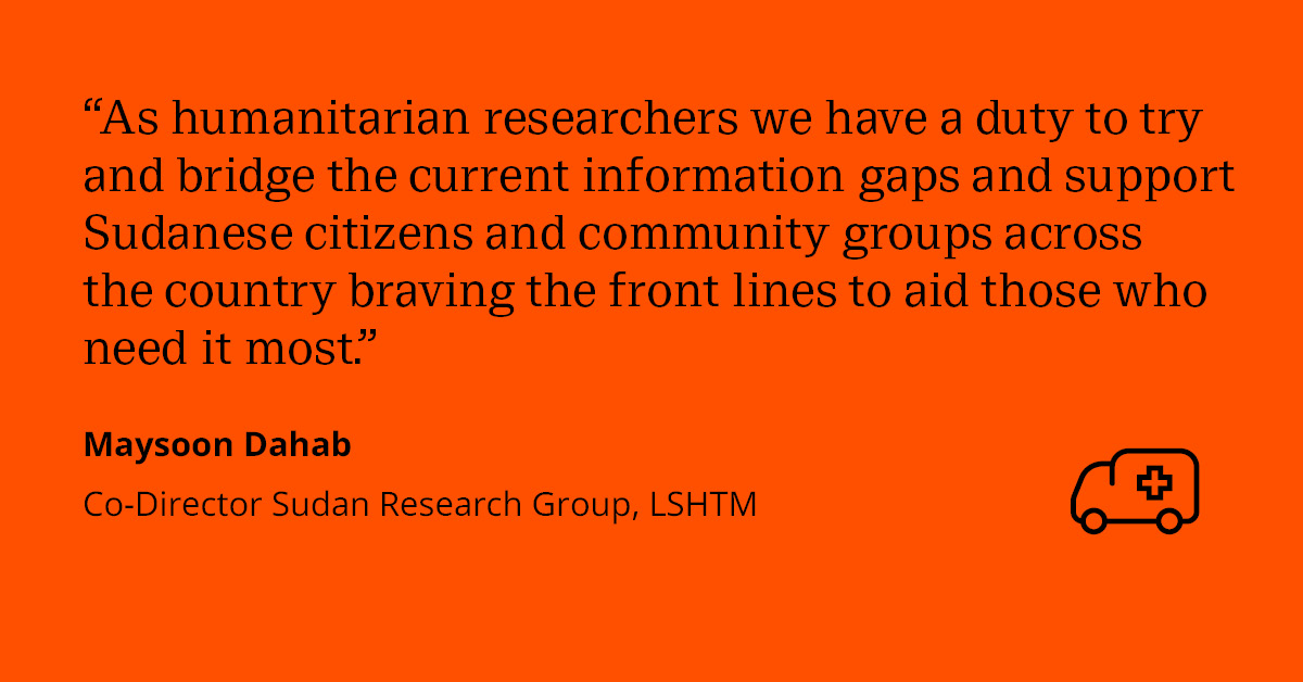 Health in Humanitarian Crises Centre, LSHTM (@lshtm_crises) on Twitter photo Members of <a href="/LSHTM_Crises/">Health in Humanitarian Crises Centre, LSHTM</a> comment on the urgent #humanitarian needs in #Sudan and the critical role the research community needs to play in documenting the scale of the war’s impact on #health and health services.
➡️bit.ly/416k86e Members of <a href="/LSHTM_Crises/">Health in Humanitarian Crises Centre, LSHTM</a> comment on the urgent #humanitarian needs in #Sudan and the critical role the research community needs to play in documenting the scale of the war’s impact on #health and health services.
➡️bit.ly/416k86e
