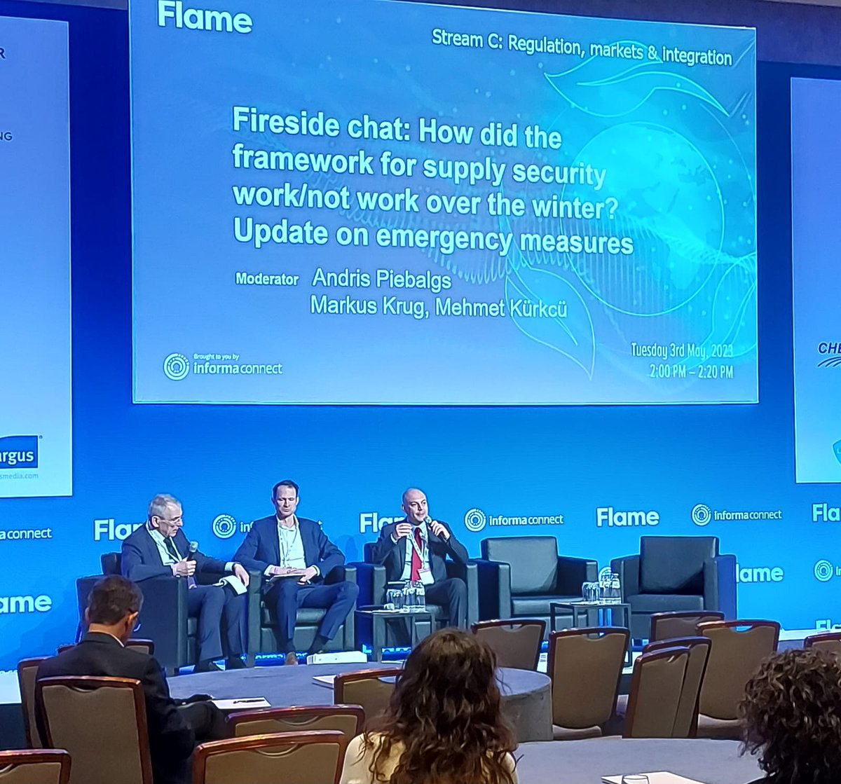 ErraNews's tweet photo. 🔥 Yesterday #NGCOM Chair, @MeKurkcu attended @FlameConference as panellist on #supplysecurity, saying that ERRA #Gas Committee #regulators discussed & implemented #tariff measures for better #energycrisis preparedness in the future as well as incentives for #storage investments. https://t.co/jmcb1UVSNK