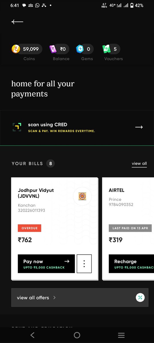 Prince0597joshi's tweet photo. @CRED_club my electricity bill is showing due I'm paid my electricity bill 22 may but it's not updated  and I'm sharing a screenshot . Cred service is the world's worst service. https://t.co/xqk3IJ3btL