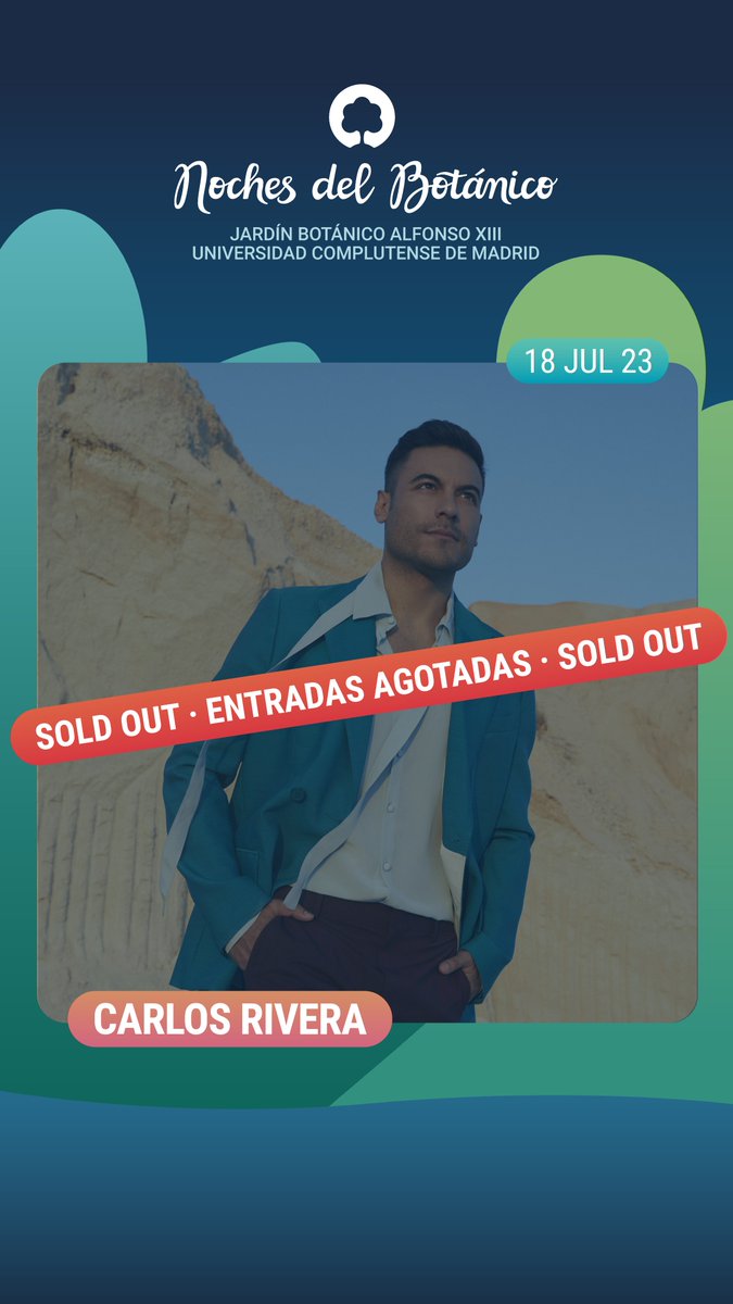 nochesbotanico's tweet photo. ¡Empezamos el mes de mayo con un nuevo sold-out! 🙌😍

¡Todo agotado para el concierto que @_CarlosRivera ofrecerá en nuestra séptima edición! 🎵 🥹 https://t.co/ikFAvMj6Ra