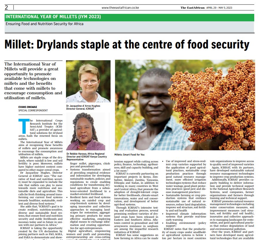 ICRISAT (@icrisat) on Twitter photo The East African news has brought out a special issue on the International Year of Millets #IYM2023 featuring #ICRISAT's millet research and innovation in East Africa
Read more - static.nation.co.ke/pdfs/DN---Mill… via <a href="/The_EastAfrican/">The EastAfrican</a> The East African news has brought out a special issue on the International Year of Millets #IYM2023 featuring #ICRISAT's millet research and innovation in East Africa
Read more - static.nation.co.ke/pdfs/DN---Mill… via <a href="/The_EastAfrican/">The EastAfrican</a>