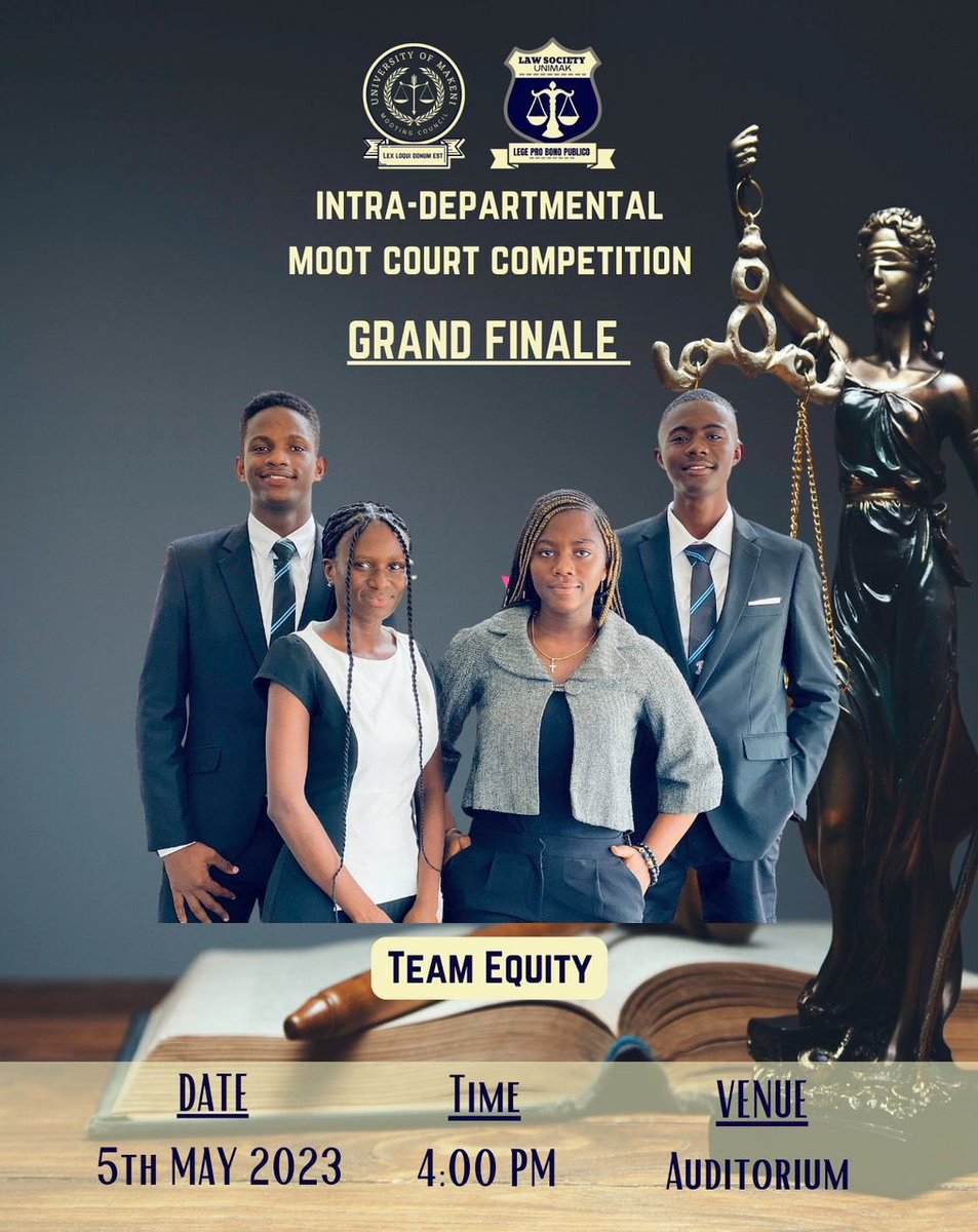 UnimakLaw's tweet photo. It is our pleasure to introduce to you one of the two teams that have made it to the final of the ABDULAI HAMID CHARM MOOT COURT COMPETITION, 2023. 

This team has exhibited exceptional advocacy skills, a profound understanding of the law, and an unwavering commitment to justice. https://t.co/2pOMaXgbTU