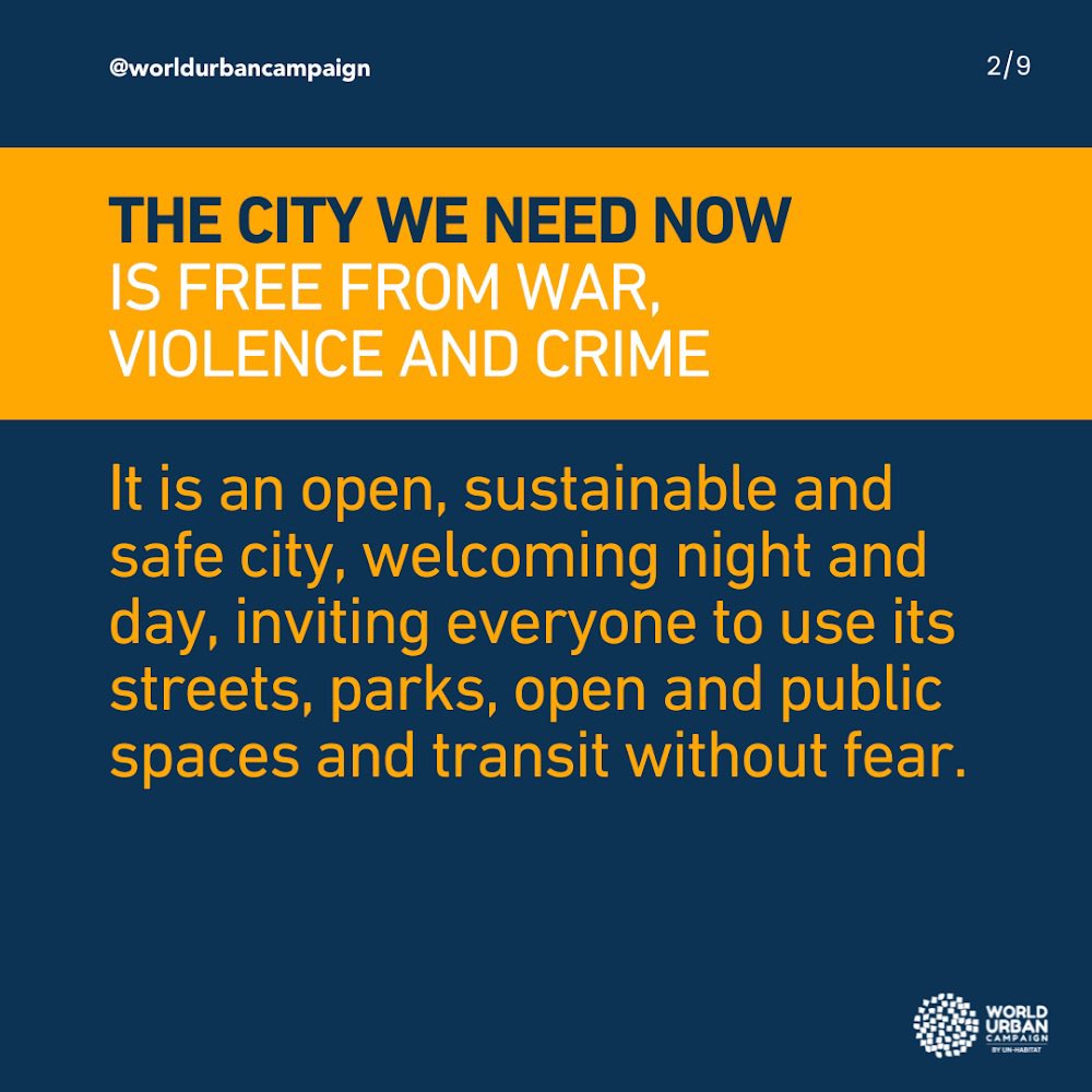 urbancampaign's tweet photo. The City We Need Now prioritizes promoting peace and safety in cities. It stresses inclusive governance, effective law enforcement, and investments in infrastructure and public spaces to reduce violence and crime. #TCWNN #wuc #sdgs https://t.co/0Cm7kwS9IJ